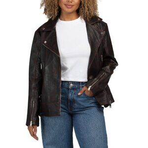 BOD & CHRISTENSEN Oxblood Genuine Leather Oversized Motorcycle Jacket